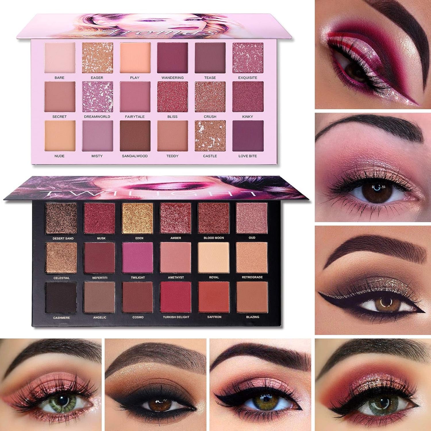 Twilight Dust + Aromas the New Nude Eyeshadow Palette Makeup Set Matte Shimmer Glitter Ppressed Pearl All Highly Pigmented Blending Powder Natural Velvet Texture Eye Shaow Kit