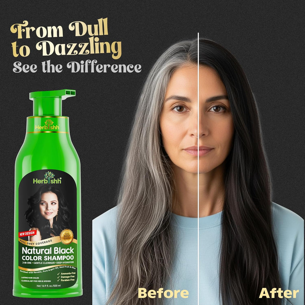 Combo Pack-2Pcs  Hair Color Shampoo for Gray Hair+ 1Pc Argan Intense Hair Mask- Hair Dye Shampoo – Colors Hair in Minutes – Long-Lasting Color– 500 Ml –Stimulates Dry Frizzy Hair (Black)