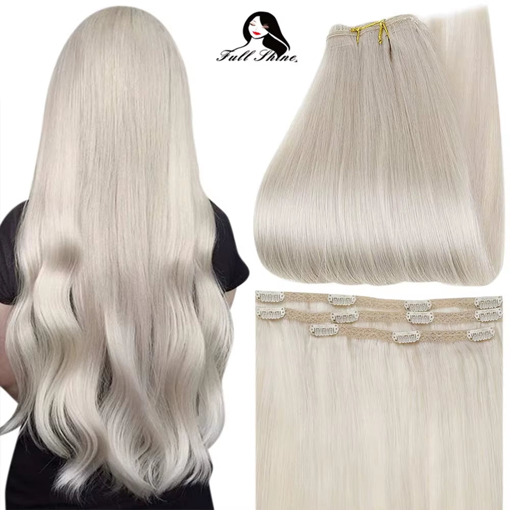 50 Grams Clip in Hair Extensions Human Hair Ombre Color 3Pcs Human Hair Clip in Extensions for Women