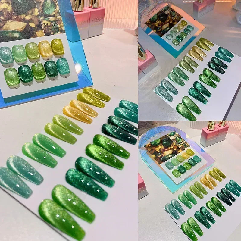 Cat Magnetic Gel Nail Polish 9D Laser Diamond Glitter Cat Eye Gel Semi-Permanent Soak off UV LED Varnish Nail Art Design