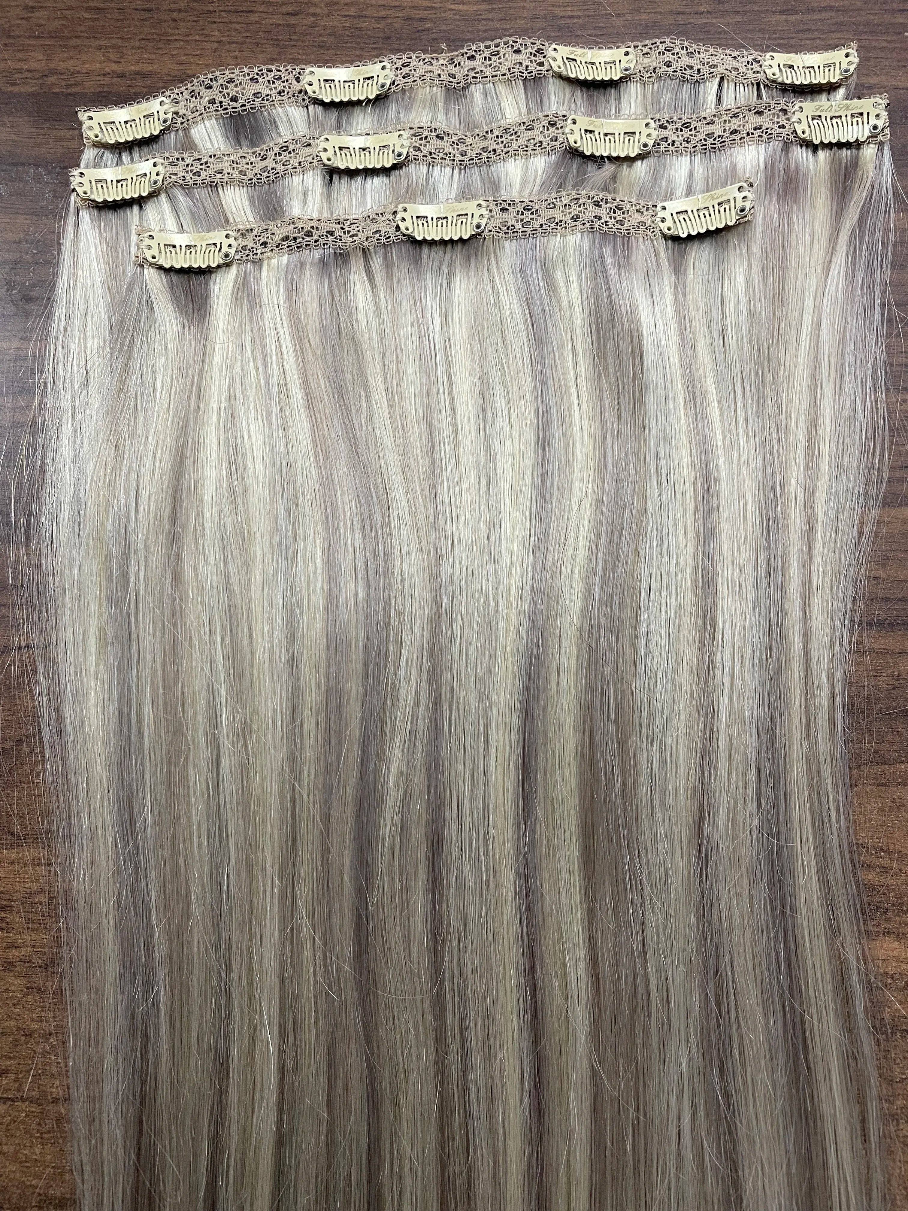 50 Grams Clip in Hair Extensions Human Hair Ombre Color 3Pcs Human Hair Clip in Extensions for Women