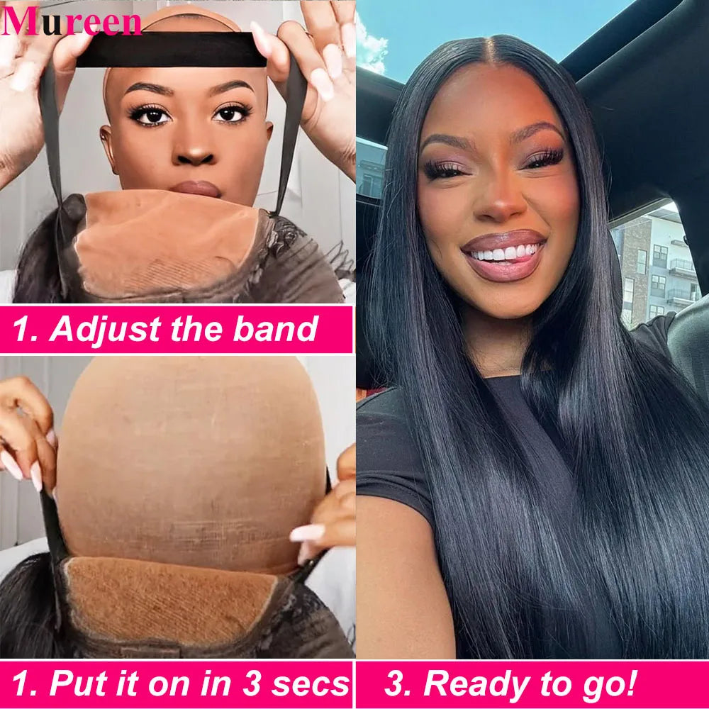 250 Density Straight Wear and Go Glueless Wigs Human Hair Ready to Wear 100% Human Hair Wigs Pre Plucked 4X4 Lace Closure Wig