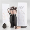 Beauty Kit Artiste 15Pcs : Kit De Pinceaux De Maquillage Professionnel Et Leur Étuis De Rangement. Inclus : Éponge De Maquillage Et Brosse Nettoyante
