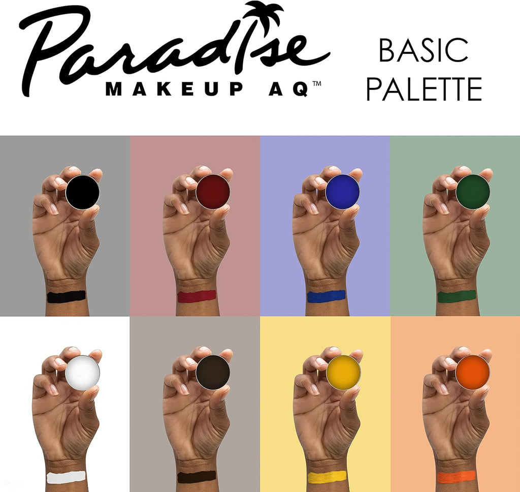 Paradise Makeup AQ - Palette De 8 Couleurs (Basic) | Palette De Peintures Corporelles Et Visage Magnétiques Rechargeables | Maquillage Professionnel Pour Costumes, SFX, Halloween Et Cosplay