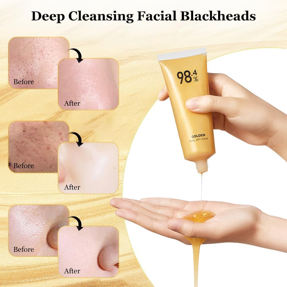 Gold Foil Peel-Off Mask, Gold Foil Tear-Off Mask, Gold Foil Tear off Mask, Gold Peel off Mask, Golden Peel off Mask (2 Pcs) (B)