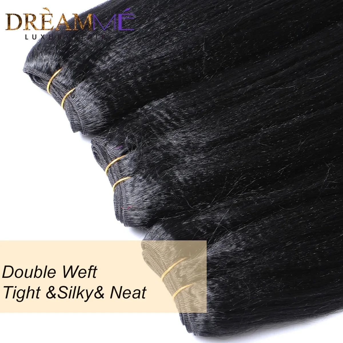 Light Yaki Straight Hair Bundles 3/4 Pieces Kinky Straight Human Hair Bundles 8-30 Inch Remy Human Hair Extensions for Women