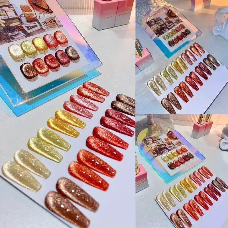 Cat Magnetic Gel Nail Polish 9D Laser Diamond Glitter Cat Eye Gel Semi-Permanent Soak off UV LED Varnish Nail Art Design