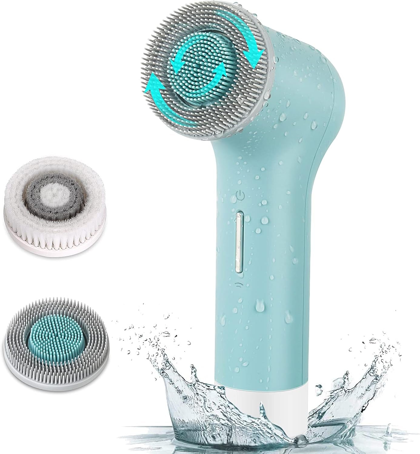 Brosse Nettoyante Visage IPX7 Etanche Appareil De Nettoyage Electrique Beauté Brosse Faciale Batterie 2500Mah Pour Tous Les Types De Peau Nettoyage En Profondeur/Exfoliation/Massage, Bleu
