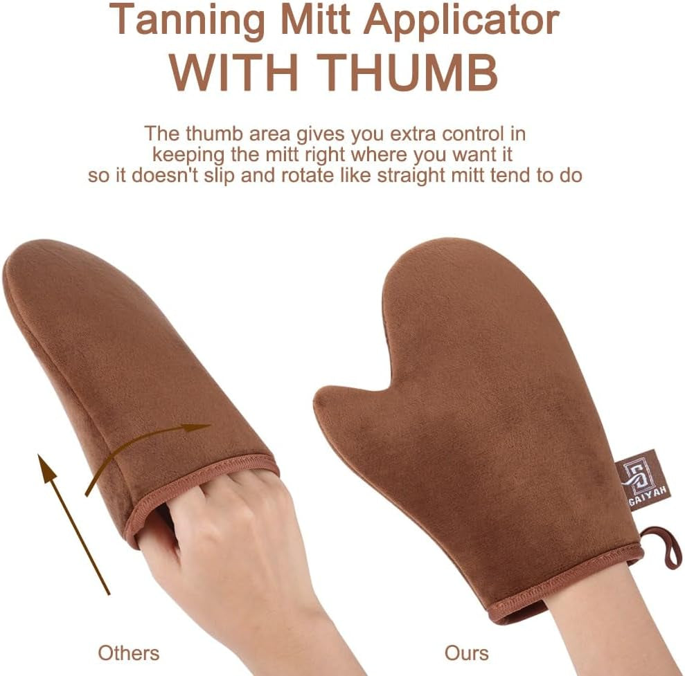 Gaiyah Mitt Tan Mitt - Gant Auto-Bronzant Double Face Avec Le Pouce Gant Autobronzant Corps Gant Applicateur Autobronzant Gants Autobronzant Gant Pour Autobronzant