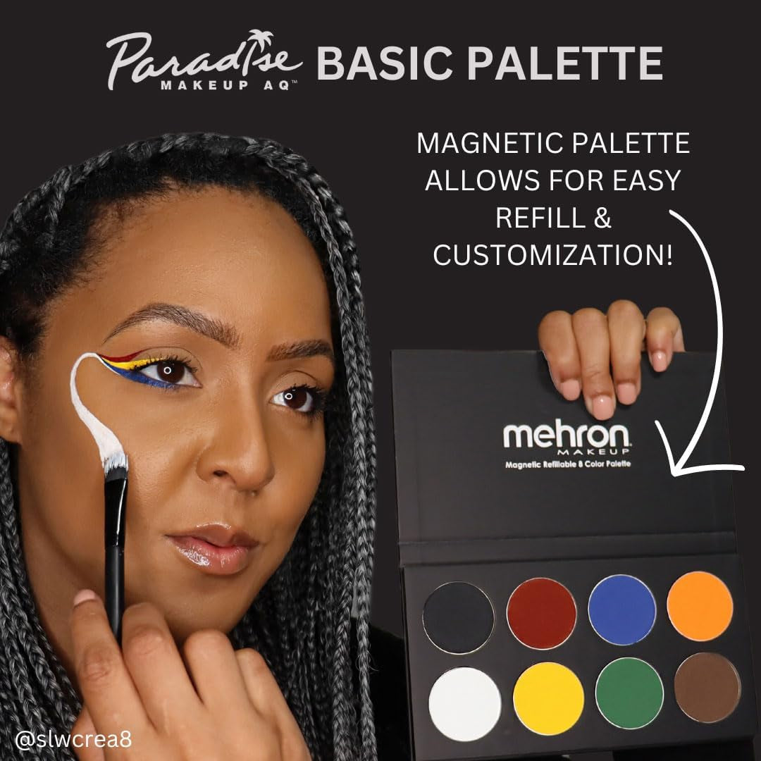 Paradise Makeup AQ - Palette De 8 Couleurs (Basic) | Palette De Peintures Corporelles Et Visage Magnétiques Rechargeables | Maquillage Professionnel Pour Costumes, SFX, Halloween Et Cosplay
