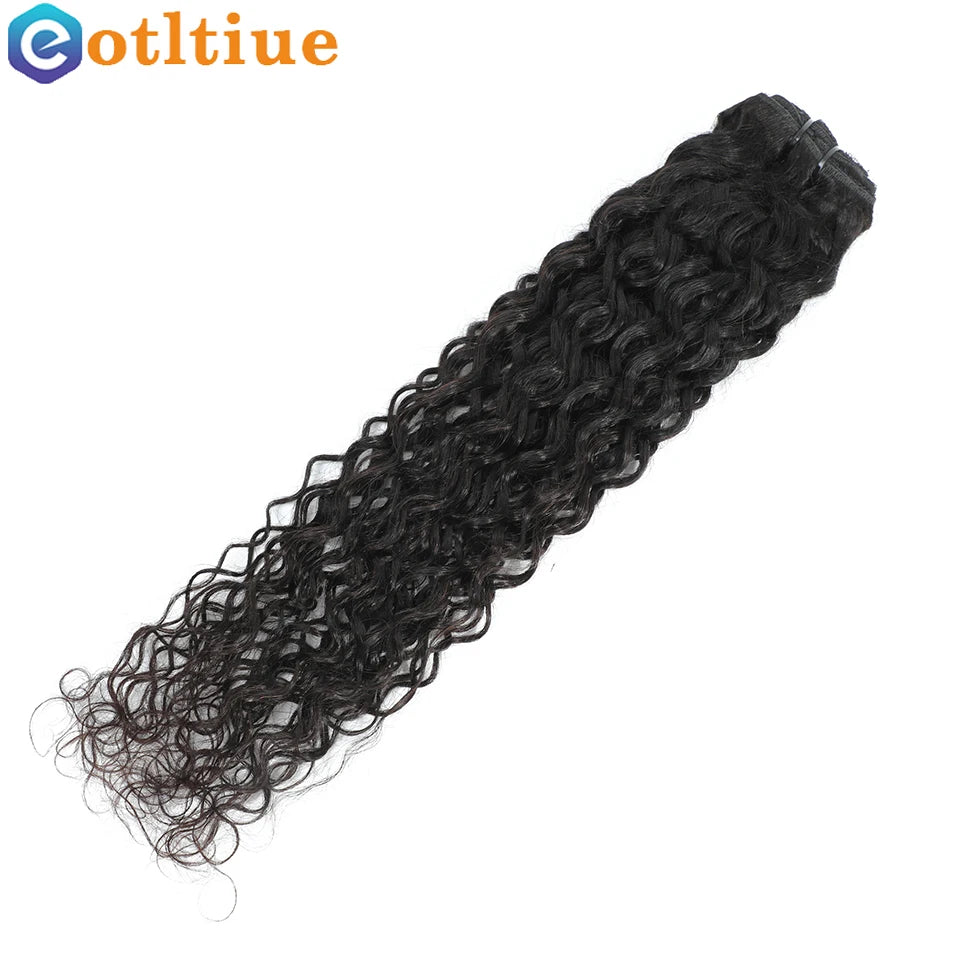 Water Wave Clip in Hair Extensions Human Hair Brazilian Human Hair 8 Pieces and 120G/Set Natural Color 12-26 Inches Remy Hair