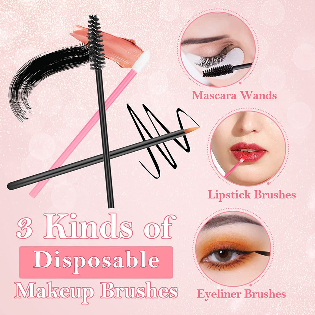 Kit D'Applicateurs De Maquillage Jetables Avec Palette De Mélange Triangulaire, Fournitures D'Artiste, Baguettes À Mascara Jetables, Pinceaux À Lèvres, Pinces À Cheveux, Houppettes À Poudre Pour Le