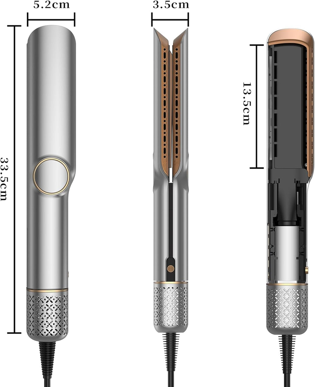 Sèche-Cheveux Lisseur 2 En 1, Lisseur À Air Ionique 200 M/Min - Plasma Coiffage Mouillé À Sec, Sans Dommage Thermique, Séchage & Lissage Rapide Pour Cheveux Mi-Longs À Longs - 4 Réglages Température