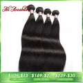 ALI ANNABELLE Straight Human Hair Bundles 30 28 26 Inch 1 3 4 Bundles Deals Natural Color Long Peruvian Hair Weave Bundles