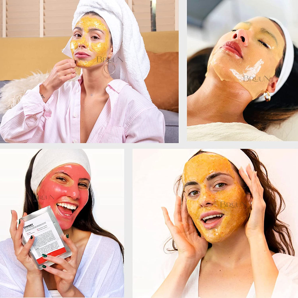 Jelly Mask Jar 24K Gold Mandelic AC Peel-Off Face Care Rubber Mask | 23 Fl Oz Skin Care Moisturizing Gel Mask Jar Spa Set