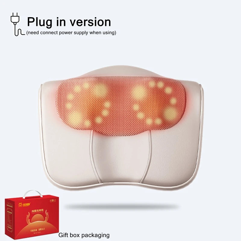 Neck Massage Pillow Cervical Massager Waist Back Shoulder Shiatsu Kneaded Multifunctional Hot Compress Relaxation Gift