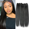 Light Yaki Straight Hair Bundles 3/4 Pieces Kinky Straight Human Hair Bundles 8-30 Inch Remy Human Hair Extensions for Women