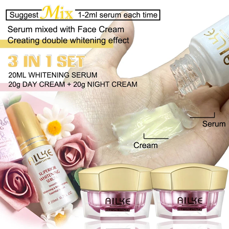 Lightenin Anti-Wrinkle Face Cream with Collagen, Hyaluronic Acid, Whitening Skin Care Women Facial Moisturizer Set