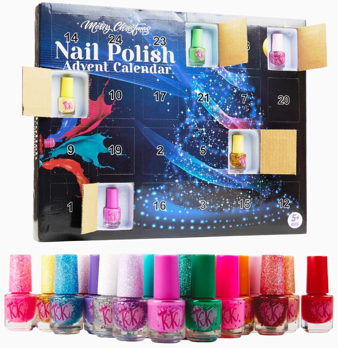 Kreativekraft Calendrier De L'Avent 2025 Fille Calendrier Compte À Rebours Noel Beauté Vernis À Ongles Pelable Maquillage Cadeau Pour Fille (Vernis)