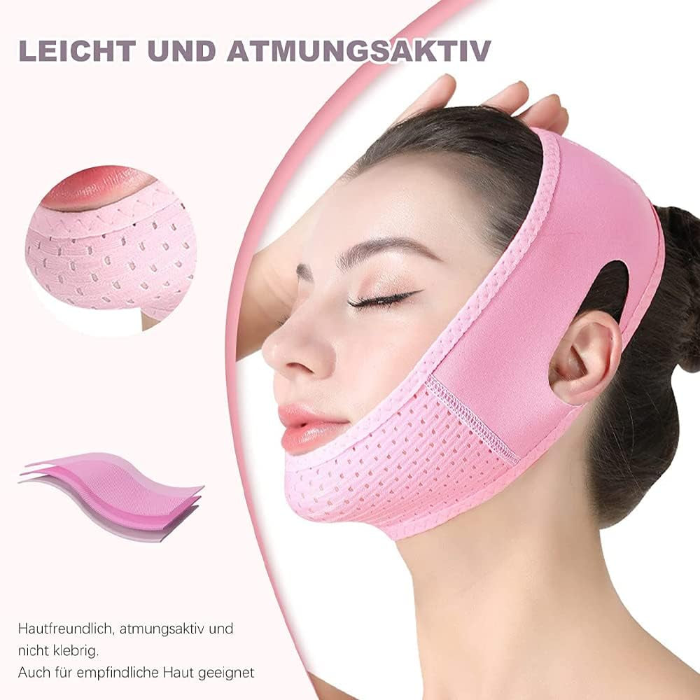 Amincissant De Bandage Lifting Pour Le Visage V Line Masque,Masque Minceur En Forme De V Lifting Masque Visage,Minceur Visage,Masque Anti-Rides Pour Double Menton Et Peau Affaissée(Rose)