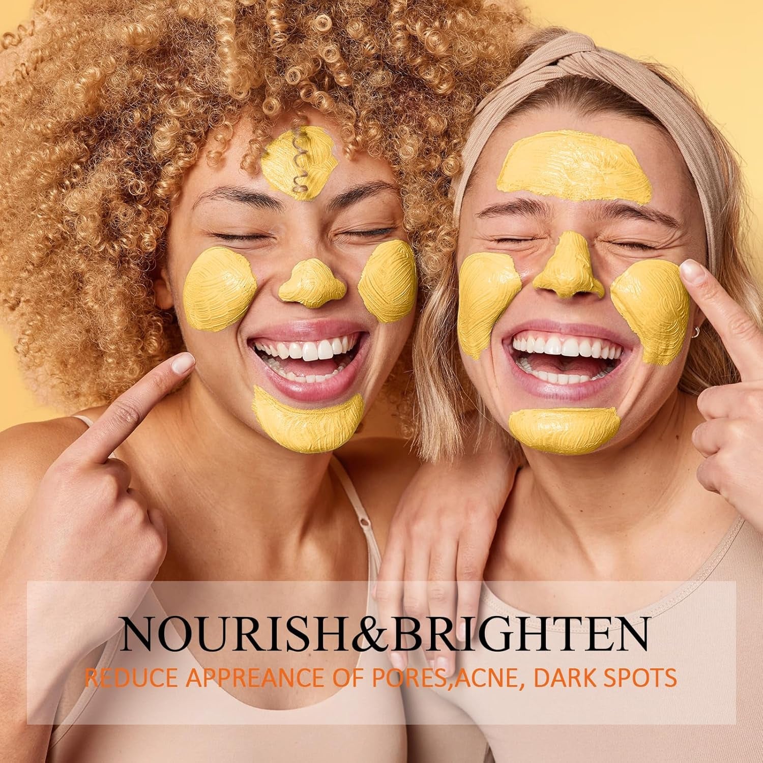 Masque À L'Argile Curcuma Et Vitamine C, Masque Facial À L'Argile Kaolin Pour Les Taches Brunes, Contrôle L'Acné, Le Sébum Et Affine Les Pores, Uniformise Le Teint, Nettoie En Profondeur 150G