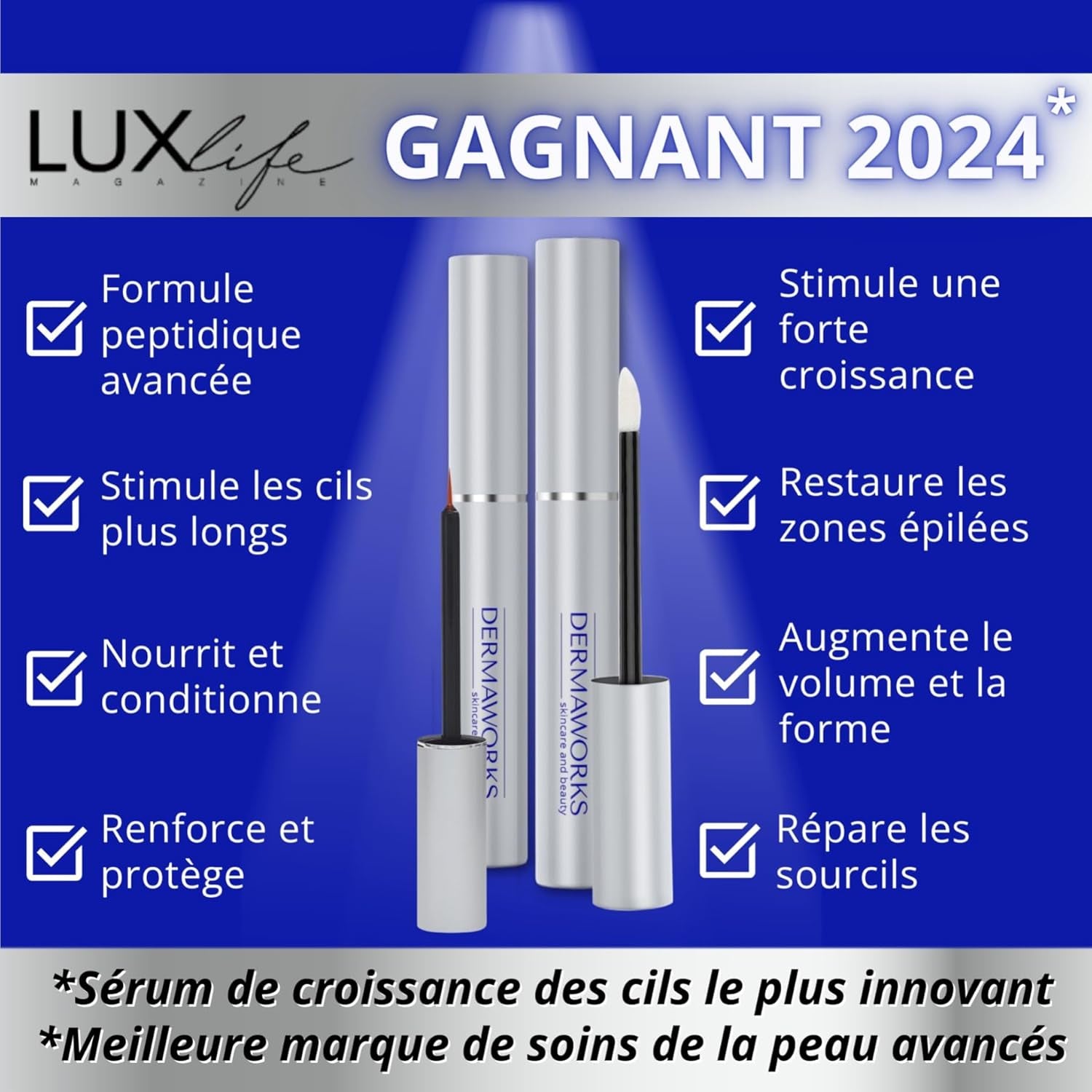 SERUM CILS CROISSANCE 3Ml + SERUM SOURCILS POUSSE 5Ml – Duo Sérum Naturel Croissance E Pour Regard Intense – Longueur Des Cils Et Densité Des Sourcils – Femmes Et Hommes –
