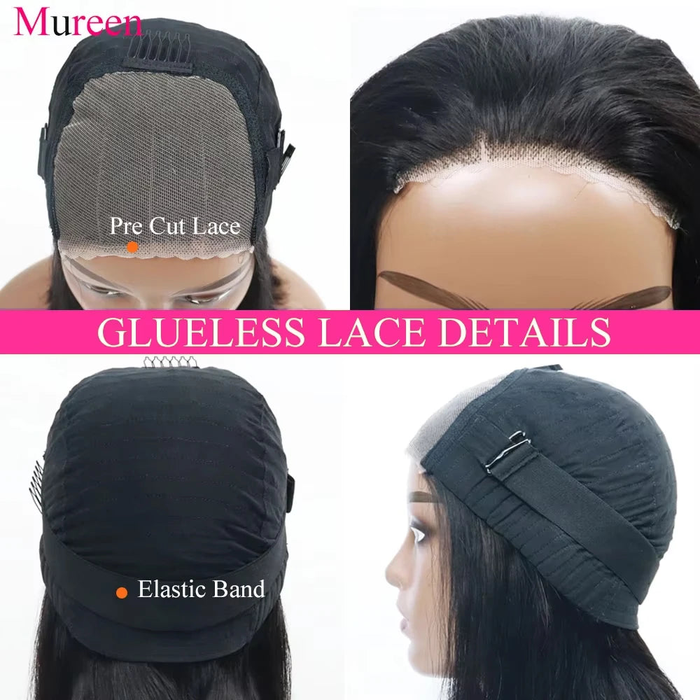 250 Density Straight Wear and Go Glueless Wigs Human Hair Ready to Wear 100% Human Hair Wigs Pre Plucked 4X4 Lace Closure Wig
