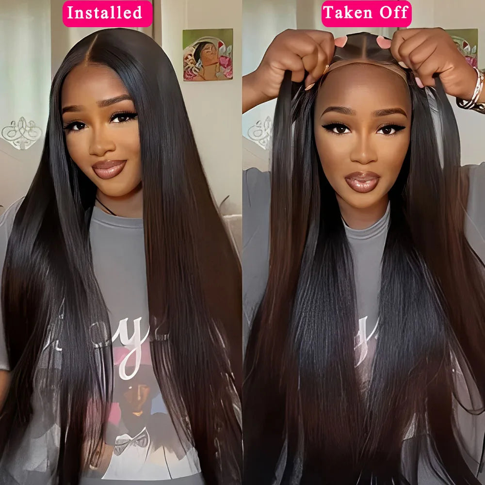 250 Density Straight Wear and Go Glueless Wigs Human Hair Ready to Wear 100% Human Hair Wigs Pre Plucked 4X4 Lace Closure Wig