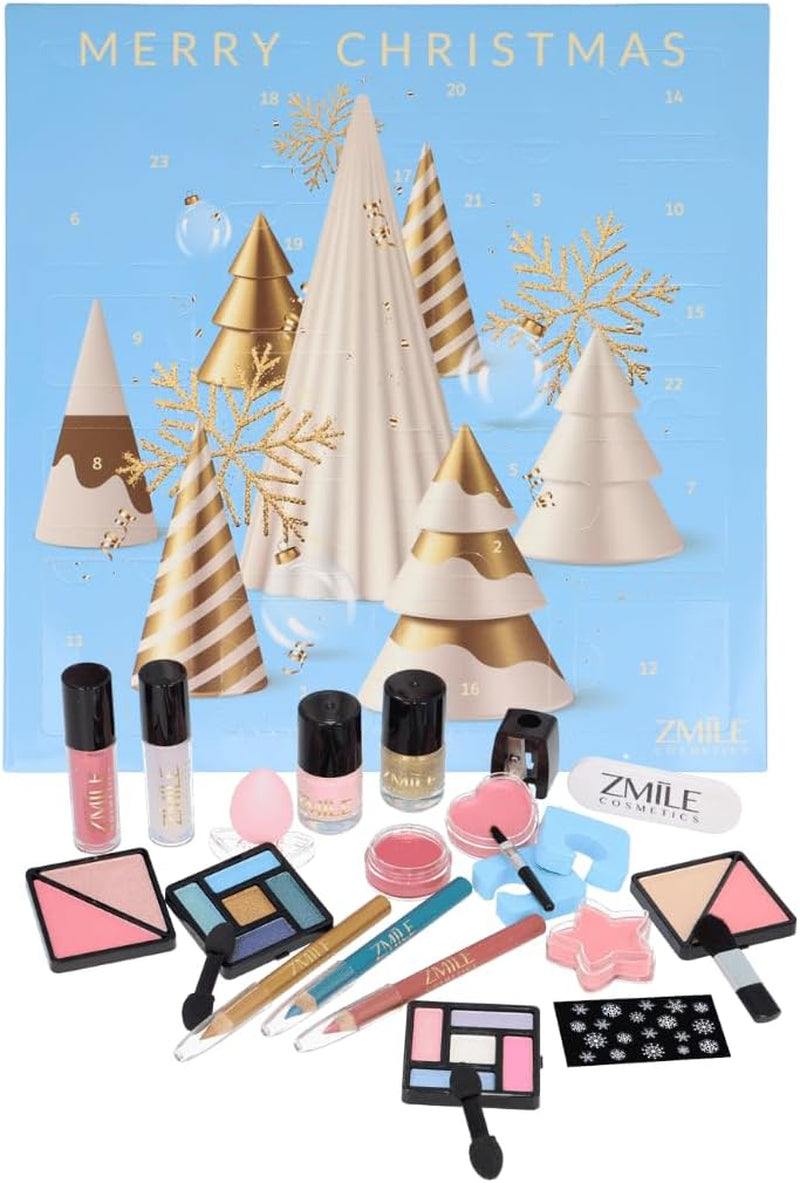 Beauty Advent Calendar '3D Christmas Trees' - 24 Surprises for Make-Up and Styling in Traditional Door Advent Calendar with Vegan Cosmetics